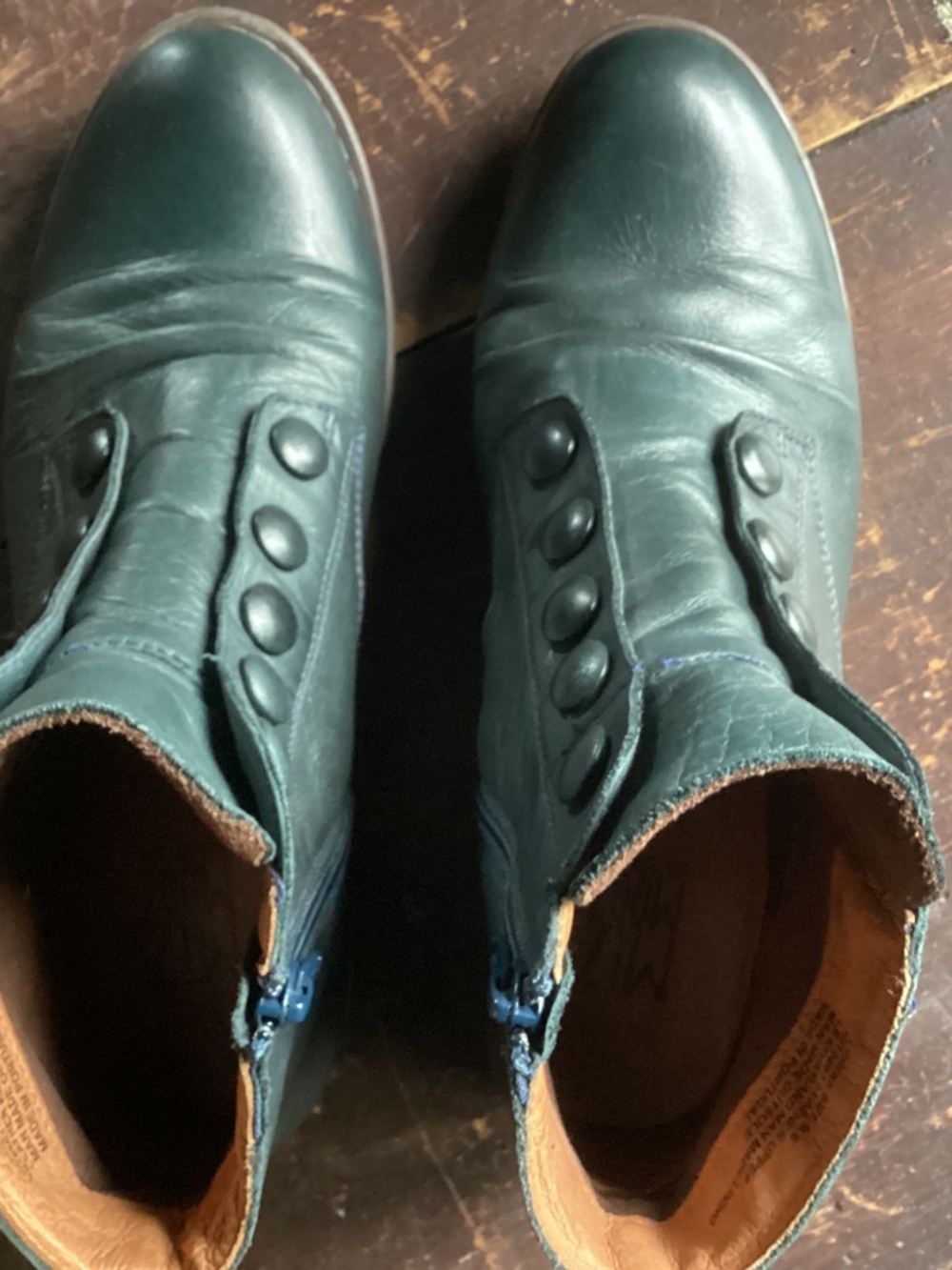 MIZ MOOZ 9.5 ANKLE BOOTS GREEN EDWARDIAN VICTORIAN STYLE LEATHER - Picture 5 of 11